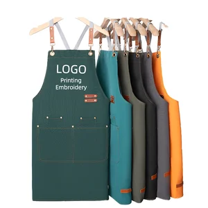 Customized Cooking Logo Waiter Cotton Fabric Chef Cooking Apron Customized Logo Men's Waterproof Apron