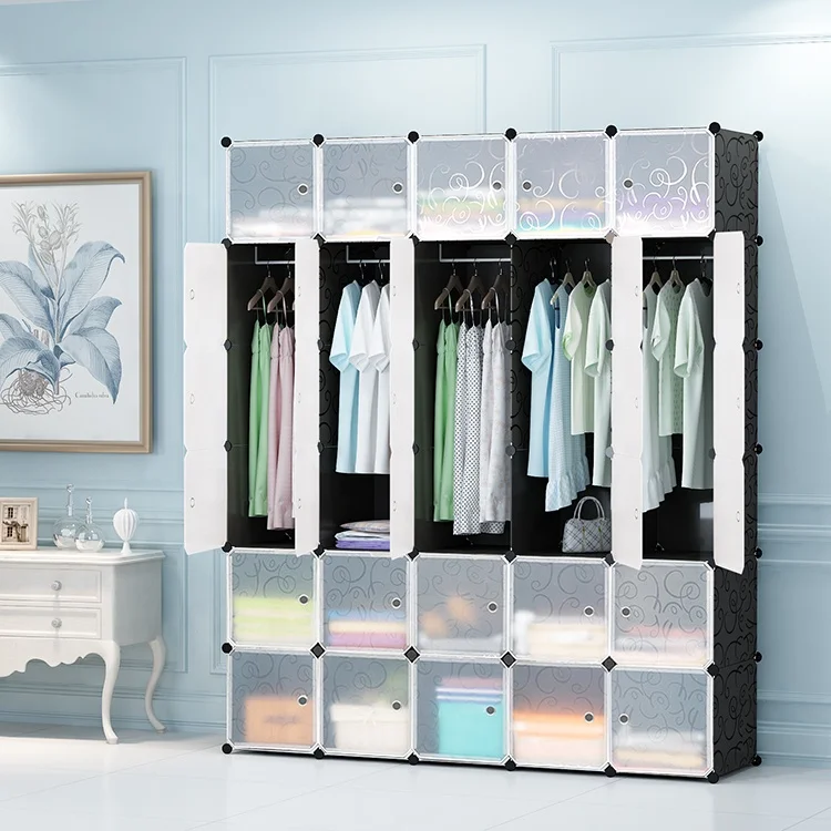 Big Size 6 Layer Plastic Almirah Depth 45cm Room Organizer Storage Sturdy Cupboard for Clothes