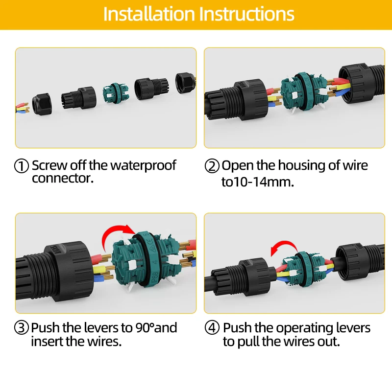 EW-P20 2pin&3pin Screwless IP68 Connector - Outdoor Waterproof