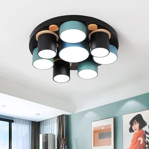 JACKSUN Macaron Style LED Nordic Modern Style Living Room Ironwork Children's Bedroom Round Rectangular Ceiling Light