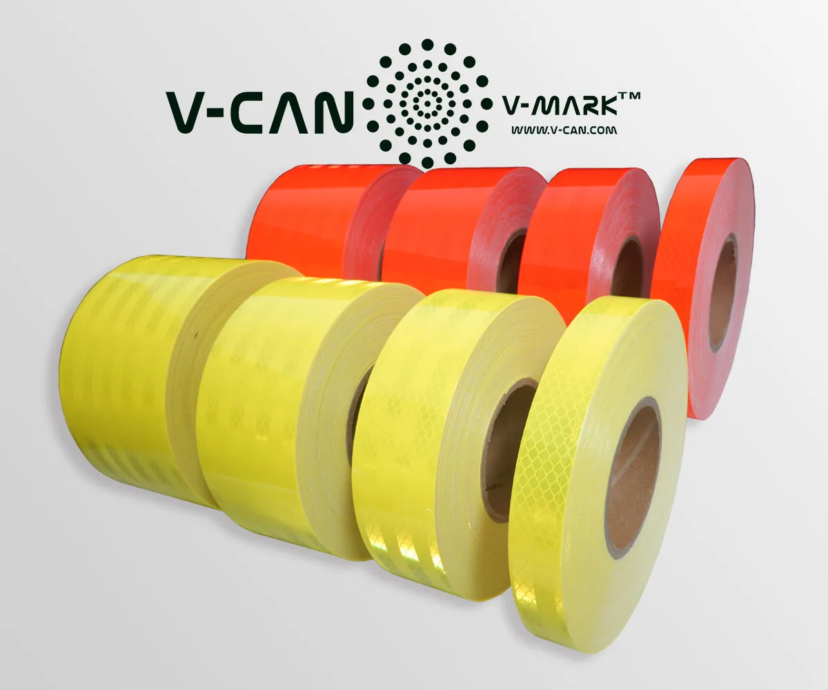 PMMA Material  Microprism Brown FMVSS 131 Conspicuity Warning Safety Vehicle Reflective Tape for Trucks