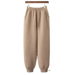 Men's Cashmere Knitted Trousers Wear-resistant Thickened Warm Custom Sweatpants.