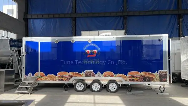 7x22 Fast Food Trailer Ice Cream Mobile Food Truck for Sale Catering Rental Fully Equipped with Single Toilet factory