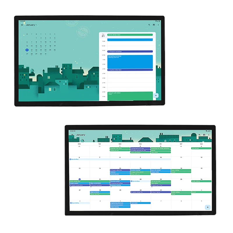 Calendario digital de pared con pantalla táctil LCD de 10.1 a 27 pulgadas y Android para señalización multimedia en interiores