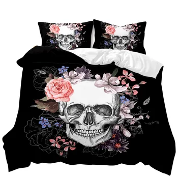 2020 New Pattern 3d Skull Print Halloween Bedding Set Printed Duvet Cover 3 Pieces Of Home Textile Products