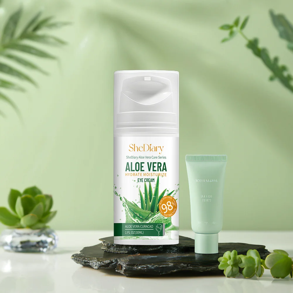 SheDiary-Crema orgánica para ojos, Gel de Aloe Vera personalizado, cuidado de la piel, blanqueamiento, hidratante, antienvejecimiento, eliminador de arrugas para ojeras