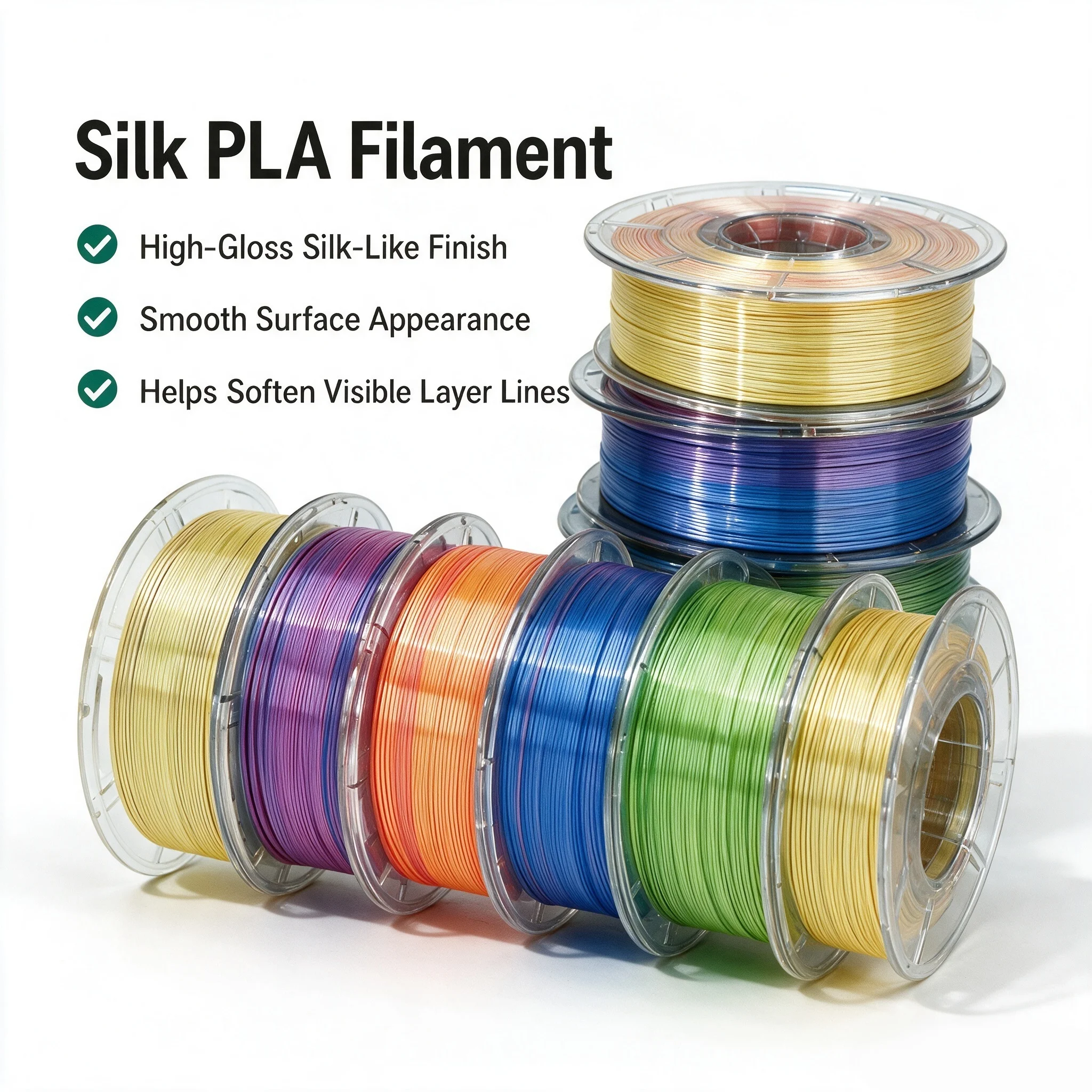 Newmars 3DP Dual Color Metallic Silk PLA Filament PLA/PETG/TPU/ABS/ Filament 1.75mm 1KG 3D Printer Filament for Model and Crafts