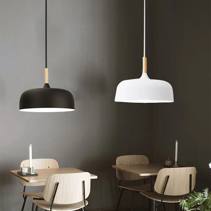 Nordic Pendant Lamp Modern Ceiling Oak Wood Pendant Light Kitchen Dining Table Bedroom Decorative Hanging Lighting Fixture