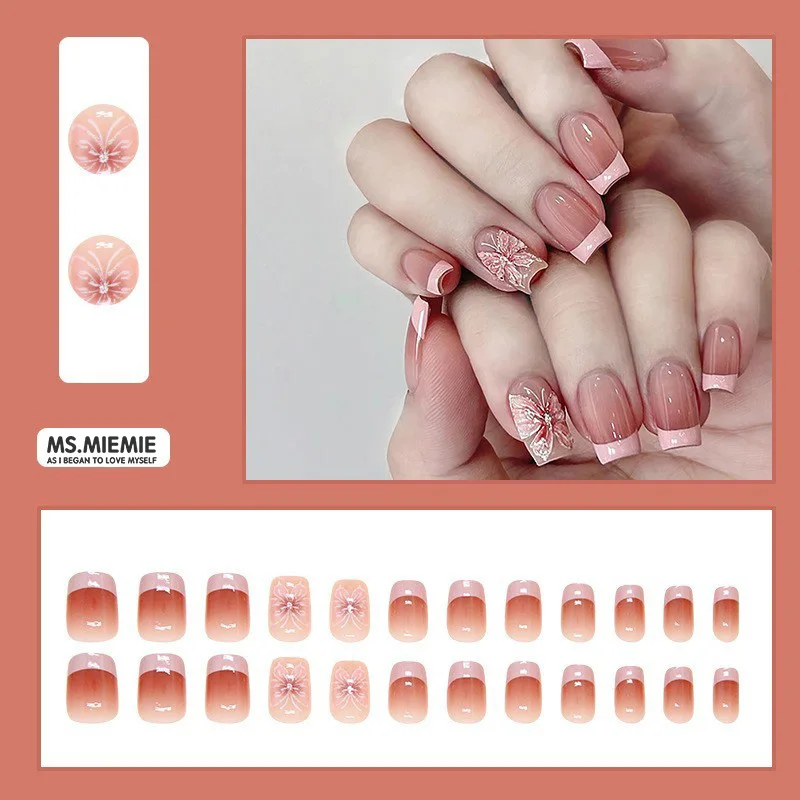 Ms.Miemie 24-Piece ABS French Short Nails Nail Wholesale Wholesale Press on Nails