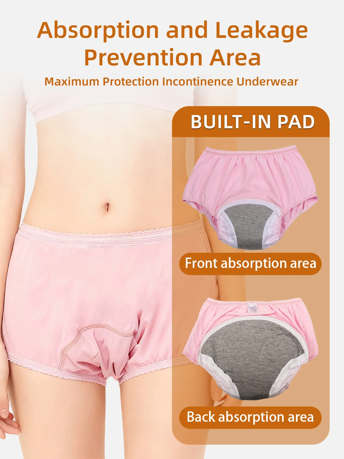 Women's Reusable Washable Knitted Mid-Rise Solid Bikini Incontinence P - product detail 1