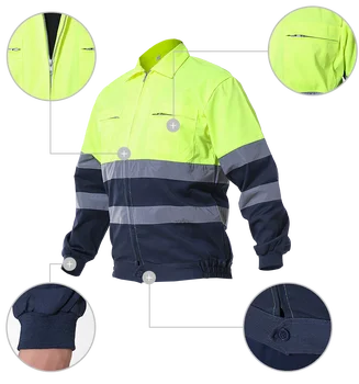 Waterproof Work Jacket Hi-Vis Reflective Jacket Work Wear For Men High visibility reflective tape work uniform