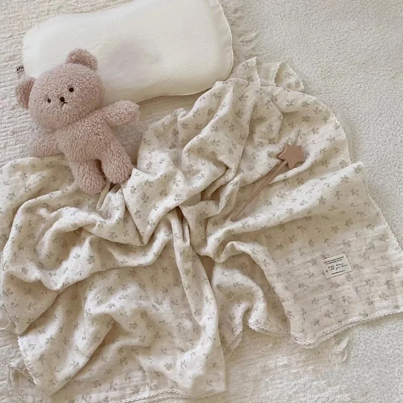 New Style 100 Cotton 2 Layer Super Soft Breathable Vintage Floral Baby