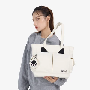 NOXXON Designer Tote Bag Cat Printed Pattern Large Capacity Tote with Multiple Pockets and Min Coin Purse for Students