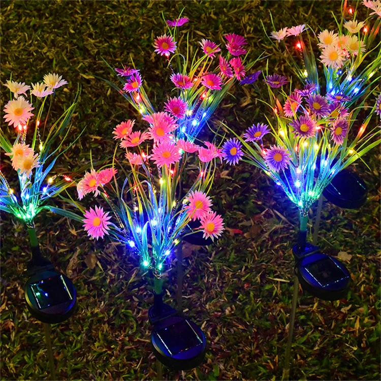Solar Garden Flower Lights - Waterproof LED Stake Lamps For Yard & Path (Pink)
