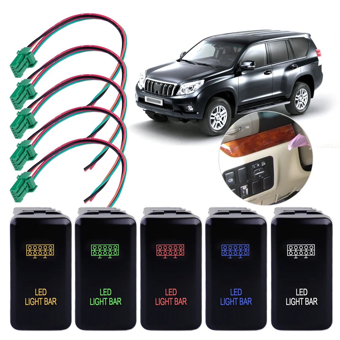 12V LED Rear Light Push Switch for Toyota Landcruiser HILUX Prado 120