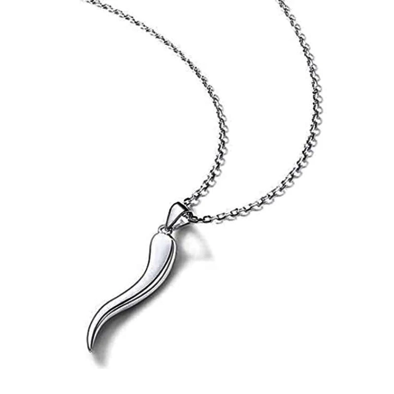 Bling Jewelry Collana Uomo E Donna Con Ciondolo Cornicello Portafortuna - Amuleto In Acciaio Placcato Oro, Catena 45 Cm, Regalo Antimalocchio