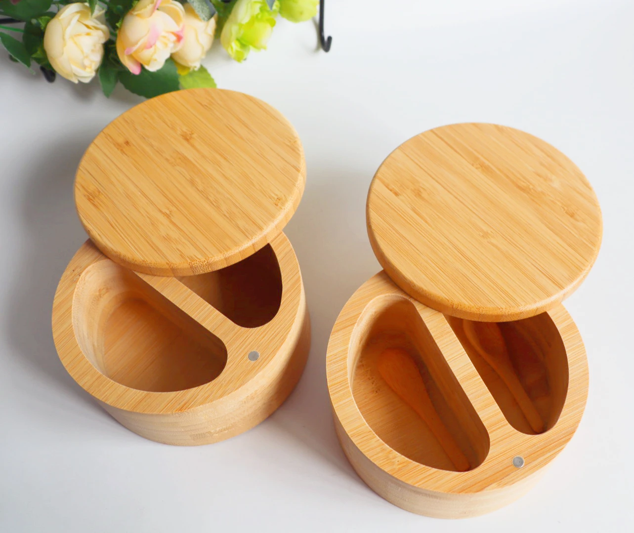 Eco Friendly Bamboo Storage Container Salt Cellar And Pepper Bowl Box ...