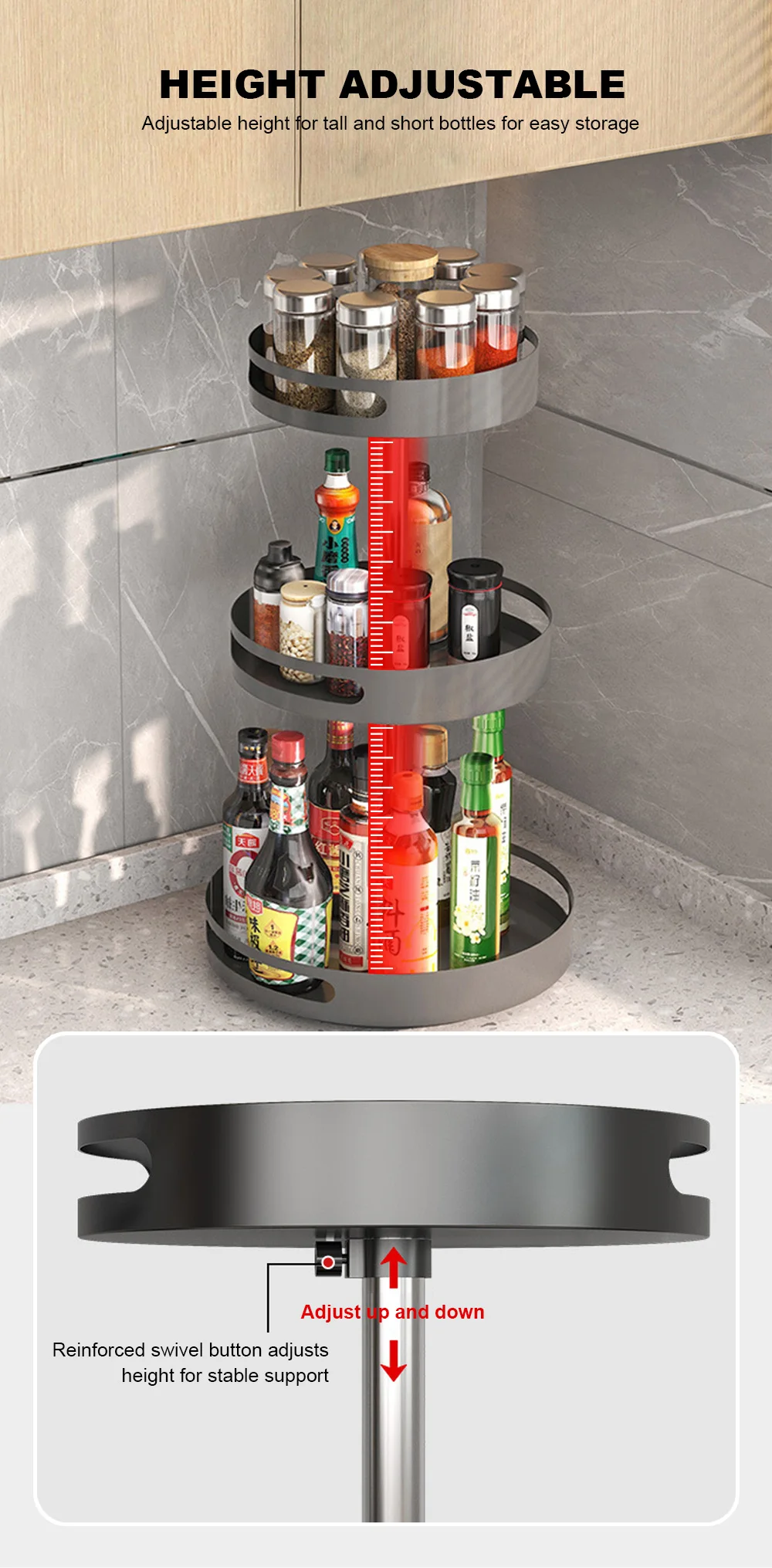 2 Tier Spice Rack Organizer Rotating Bathroom Organizer Revolving Spice