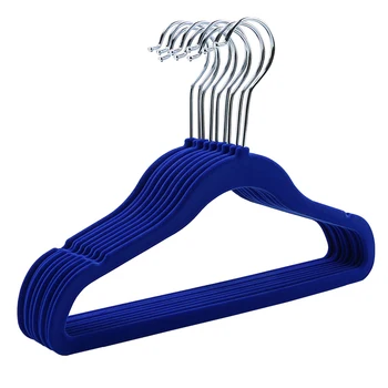 Baby Premium Velvet Hangers Wholesale Non Slip Blue Velvet Suit Hanger