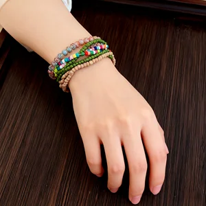 Bohemian Style Colorful Beaded Bracelet Set Handmade Vibrant Trendy for Summer Beach Festival Daily Wear