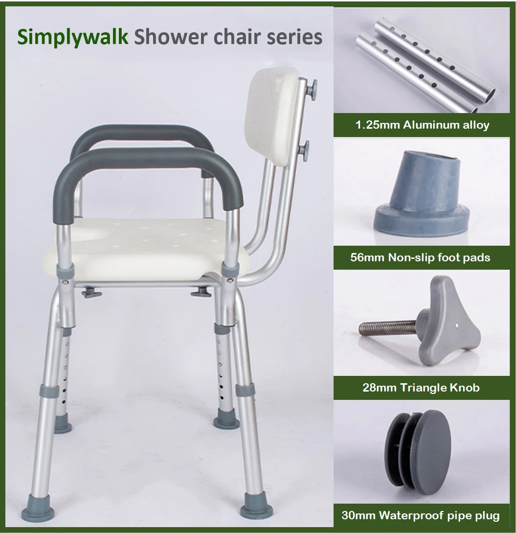 Aluminium clean shower chair adjustable mobile shower chair for disabled details