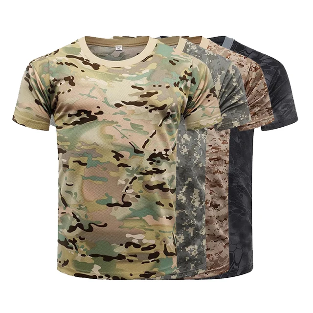 del desierto de camuflaje uniforme militar camisetas de seguridad de verano#Color3 CUI traje del ejército con estampado 3D Camisa de combate táctico de manga corta para hombre 