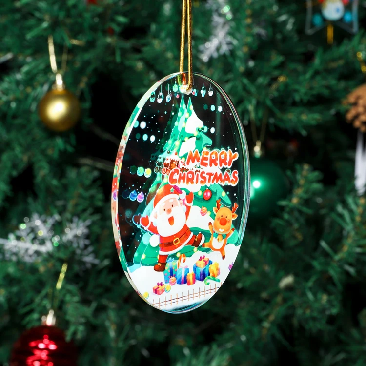 product factory wholesale cheaper glass pendant uv printing custom merry christmas ornament gifts christmas decoration supplier-34