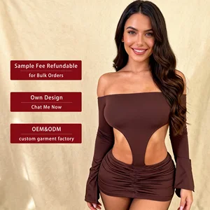 Sexy Waistless Jumpsuits Woman Slash Neck Hipster Patchwork Ruched Hollow Stretch Fitness Activity Street Overalls