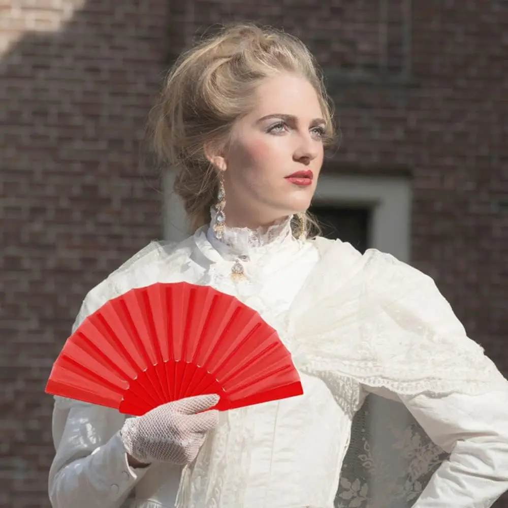 In Stock 23cm Folding Hand Fan Vintage Plastic Folding Fan for Summer Beach Decoration