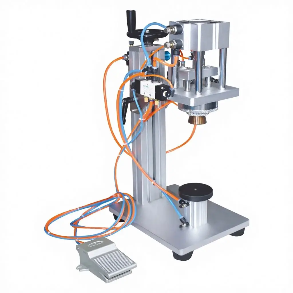 TEBAK Semi-Automatic Beverage Metal Plastic Glass Cans Manual Pneumatic Perfume Sealing Vial Capping Pneumatic Perfume Machine