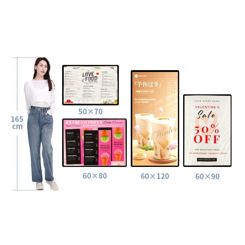a1 large aluminum frame freestanding light box with poster-8