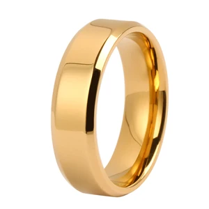 High Quality 7mm Mirror Finish Wholesale Flat Titanium Gold Plated Wedding Rings