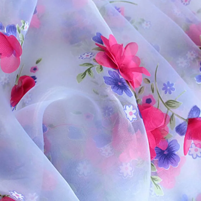 Custom Embroidery Tissue Organza Fabric For Making Dress Silk Printed ...