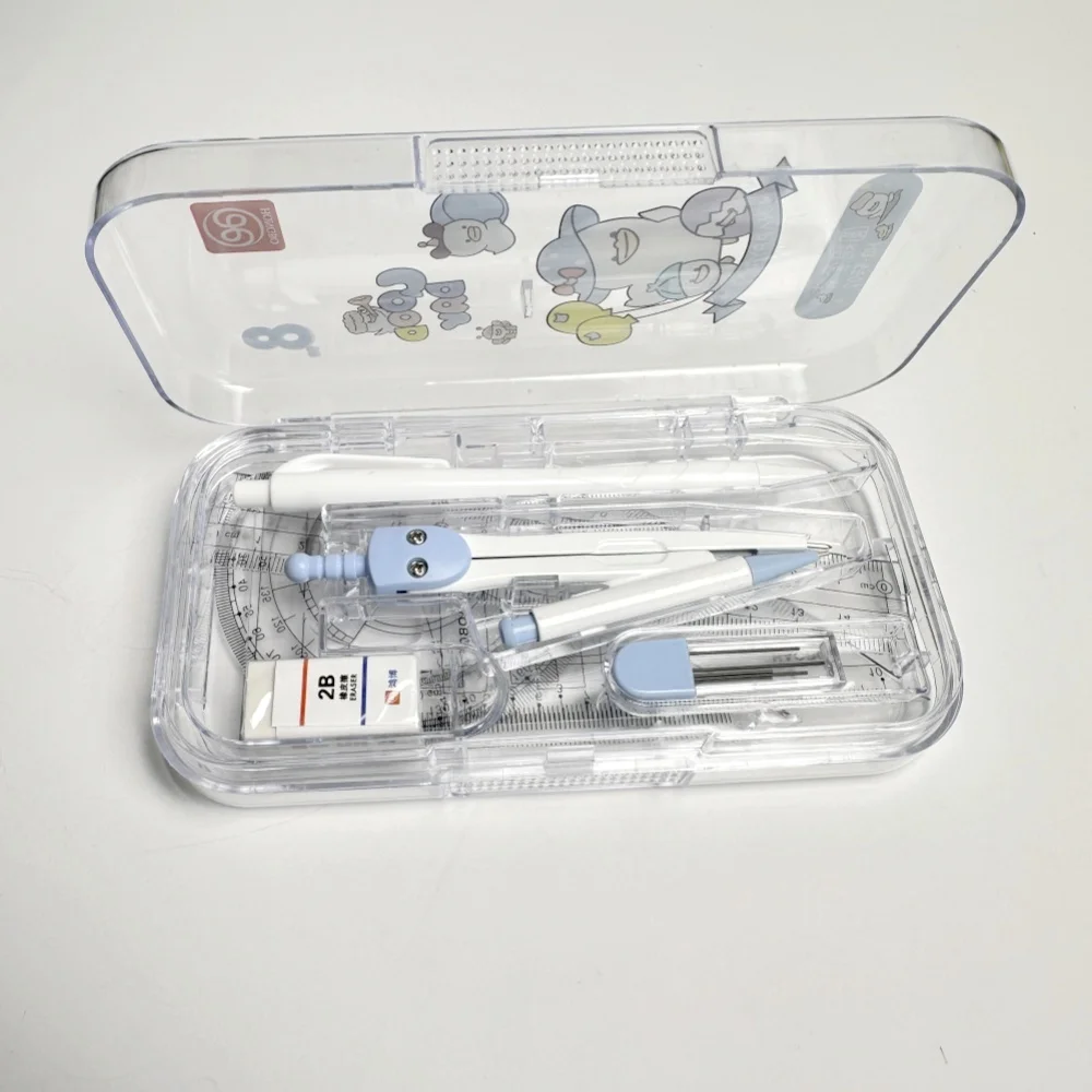 Набор компас математической геометрии 8 шт. включает компас, механический карандаш, 4 линейки, ластик, набор ручек для математики