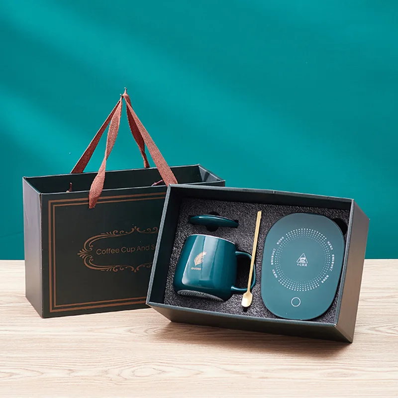 Современная роскошная горячая Распродажа подарочный набор чашка с подогревом 55 градусов керамическая кружка для кофе и молока