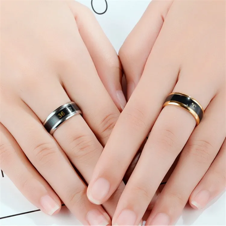 Technology Jewelry  Temperature Measuring Smart Ring Titanium Steel  Intelligent Sensor  Body Temperature Smart Ring