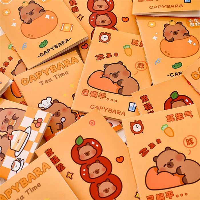 Japan Popular Design Kawaii Capybara Notepad Stationery School Office Gift Mini A7 Paper Lined Notebook Pack for Taking Notes