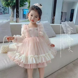 Children's Lolita Long-sleeved Layered Chiffon Autumn Little Princess Anna Party Cosplay Girl Dress