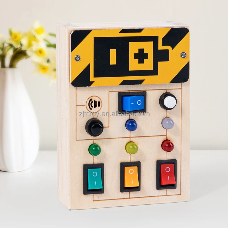 Wood toddler busy board Montessori Educational Toys LED Light Switch DIY felt Wooden busy board montessori