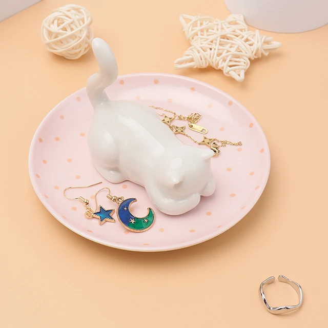 Aesthetic Porcelain Ring Holder Ceramic Jewelry Dish Ring Holder