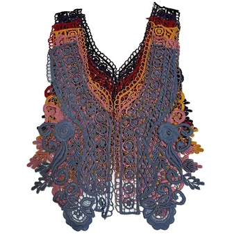 Fashion decoration colorful Embroidered Neck Lace collar in pairs For Garment