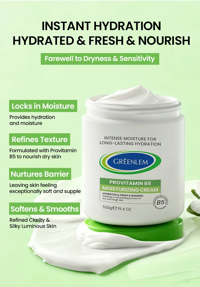 GREENLEM 550g Sweet Almond Oil Body Lotion VitaminE Enriched Deep Hydration Cream for Dry SensitiveSkin OEM/ODM Custom Barrier(pic3)