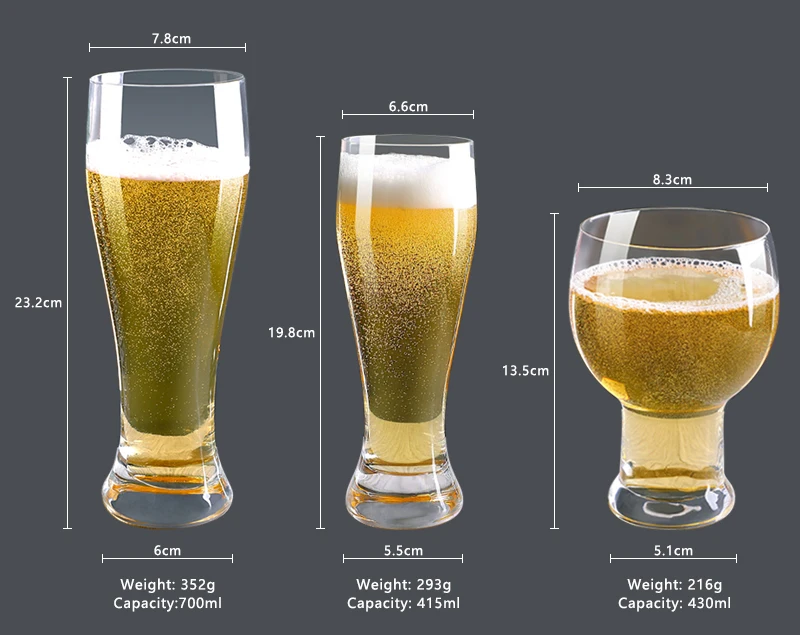 Custom Logo Durable Crystal Clear Heavy Base Bar Craft Large Capacity Pilsner Weizen Tulip Pub Wheat Beer Drinking Glass