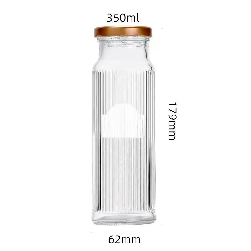 Vintage Clear Glass Jar Bottles Reusable 235ml 350ml 500ml with Round Shape Metal Lid Bulk Sale for Yogurt & Juicer Packaging