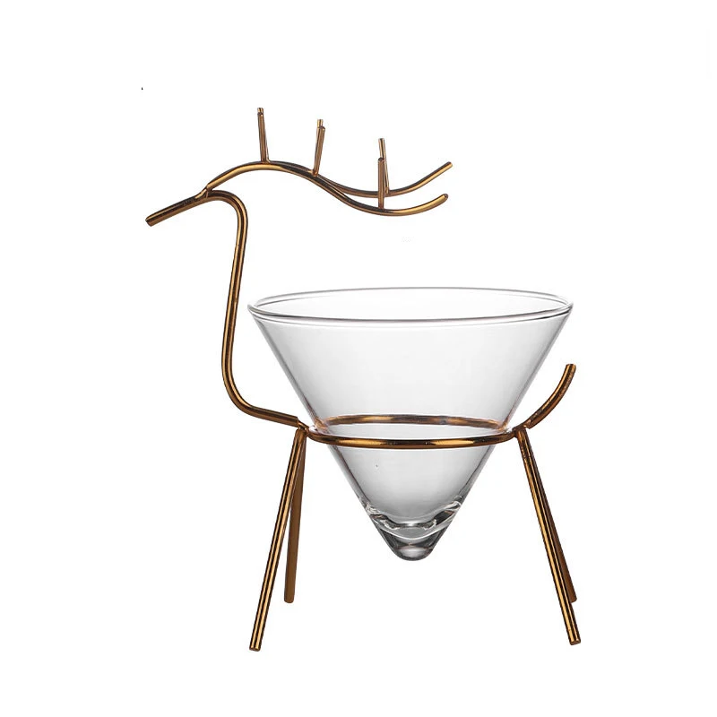 Creative Personality Fawn Iron Frame Glass Crystal Cocktail Glass Martini Glass