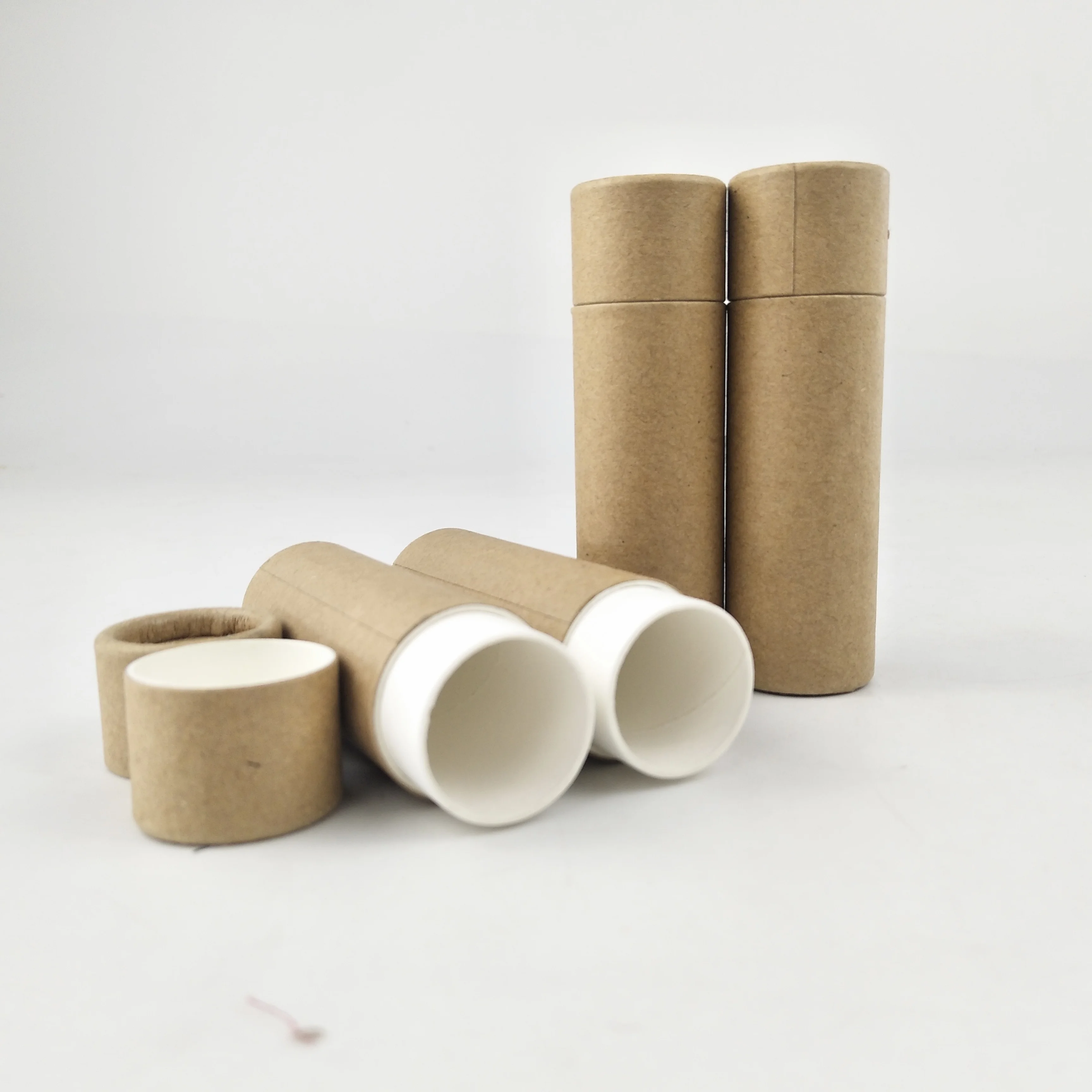 Biodegradable Push up Lipstick Deodorant Stick Cardboard Brown Kraft Paper Tube Container Packaging
