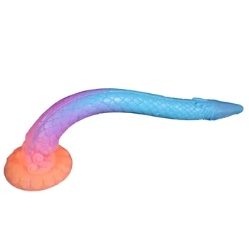 Unisex Extra Long Tentacle Dildo Butt Plug Dildo, 18.5 Inch Glow-in-the-Dark Anal Dildo with Powerful Suction Cup Sex Toy