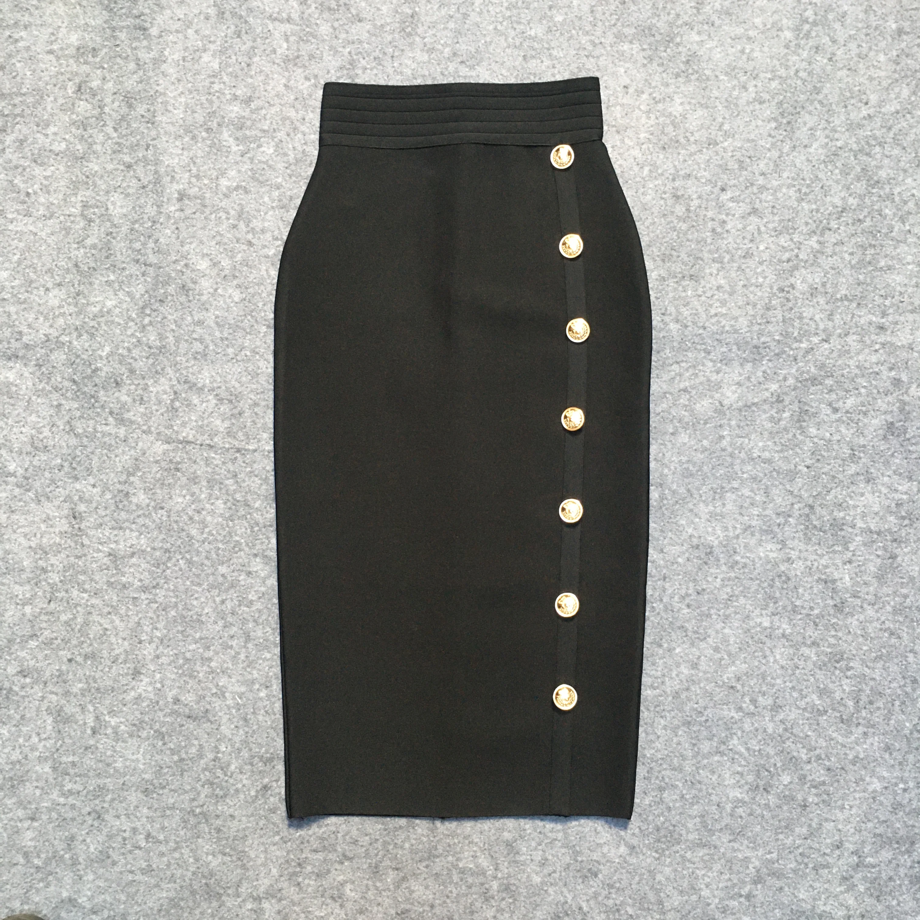 2022 Été Élégant Midi Jupe Crayon Taille Haute Longue Jupe À Bandage Bouton Élastique Vêtements Moulante Jupes À Bandage for119769293_voghion.com