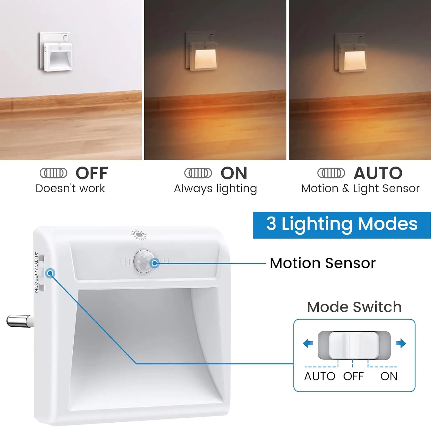 product living room bedroom adjustable brightness human sensing night light is white warm white switch plug in led night light-41