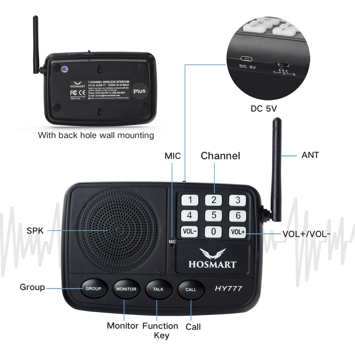 Hosmart HY777 Wireless Intercom System - Long Range Outdoor